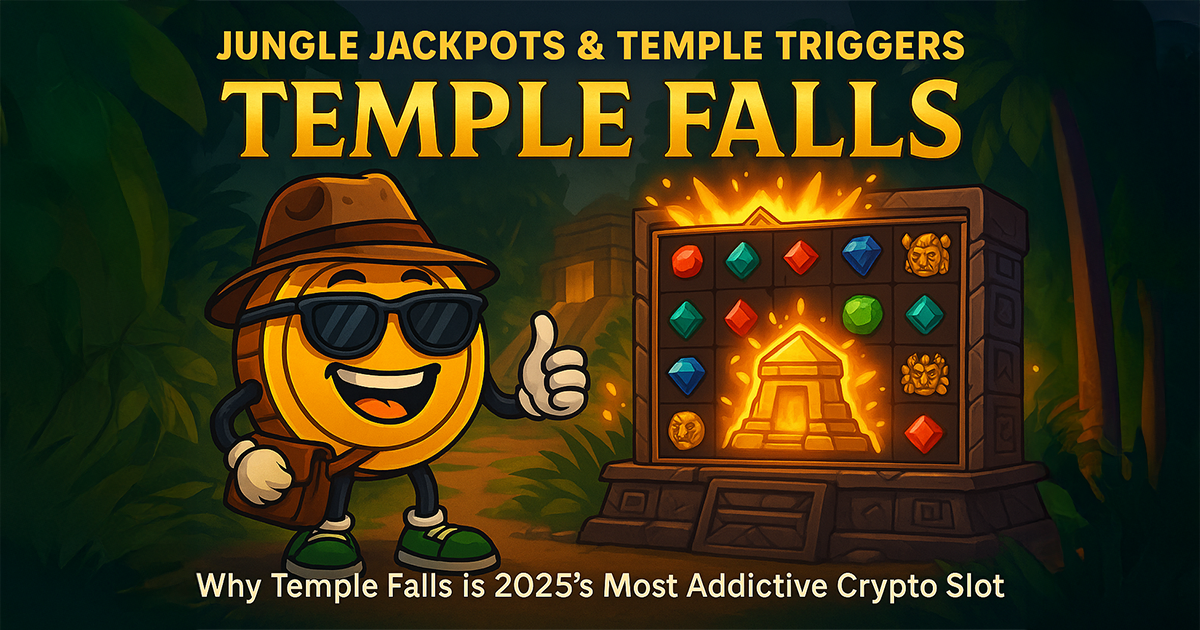 Jungle temple slot with cascading jackpots and crypto symbols